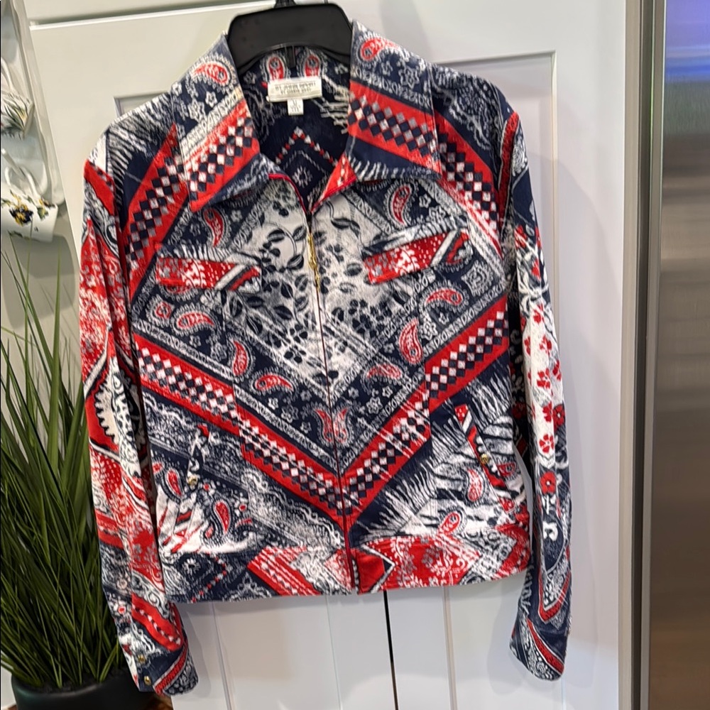 St. John Sport by Marie Gray Stylish Red and Blue Women's Jacket